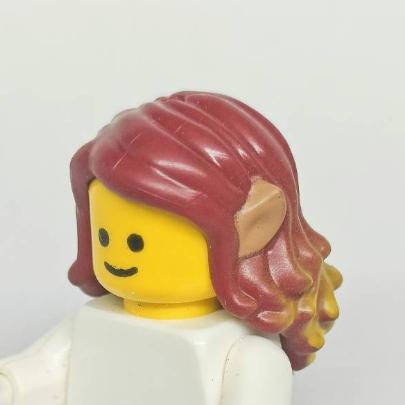 <樂高人偶小舖>正版LEGO 女生頭髮43 精靈 暗紅 軟質 長捲髮 人偶 可添加配件-細節圖3