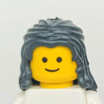 <樂高人偶小舖>正版LEGO 女生頭髮55 公主頭 微卷髮 黑色 軟質 可加配件-細節圖3