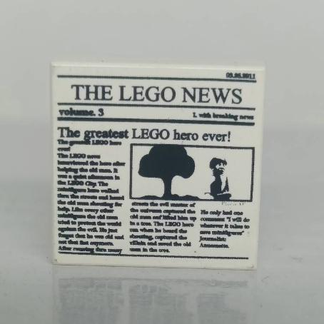 <樂高人偶小舖>正版樂高LEGO 印刷磚4 平滑 零件 2X2 白 報紙 新聞 小報 絕版