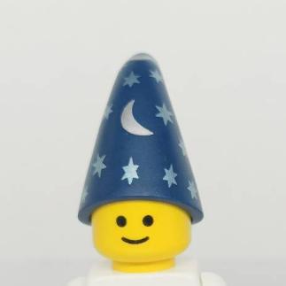 &lt;樂高人偶小舖&gt;正版LEGO 帽子30 巫師帽 Wizard 圓椎 尖帽 深藍色 星星 人偶配件