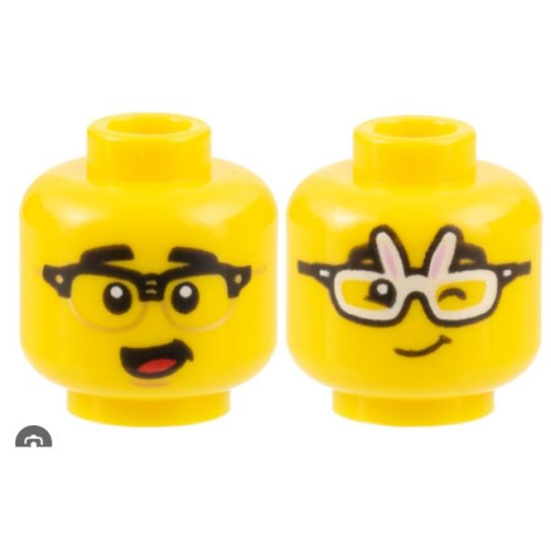 &lt;樂高人偶小舖&gt;正版 LEGO 人臉3-19 雙面 6420435 戴眼鏡 可愛 人頭 配件