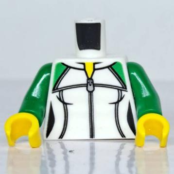 &lt;樂高人偶小舖&gt;正版LEGO 城市16-1 女生 白色 綠手臂 啦啦隊 賽車 新娘 身體 配件