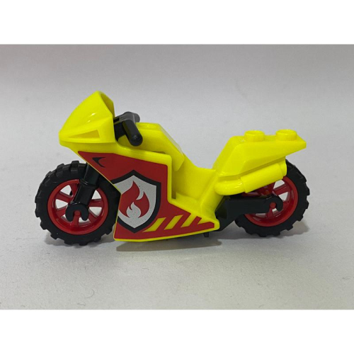 &lt;樂高人偶小舖&gt;正版樂高LEGO 交通工具 F10 亮黃色機車 摩托車 跑車 已貼貼紙 介意者勿下單