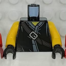 <樂高人偶小舖>正版LEGO 特殊53 繩索肩帶 黑衣黃手 背帶 身體 單隻 配件-細節圖2