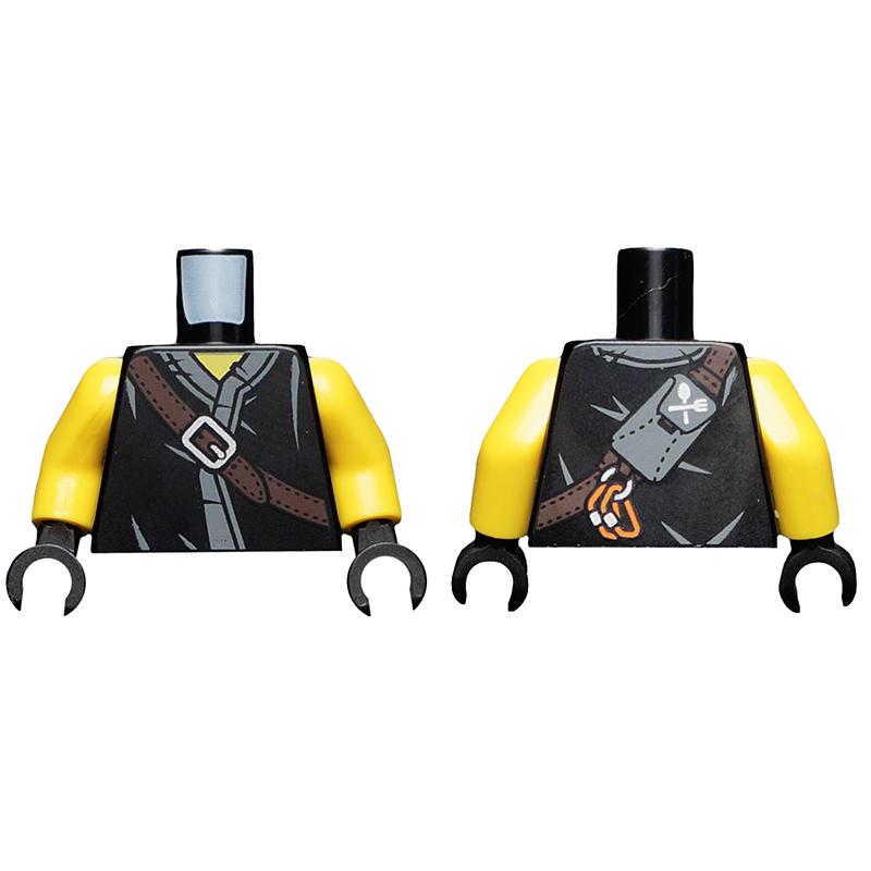 <樂高人偶小舖>正版LEGO 特殊53 繩索肩帶 黑衣黃手 背帶 身體 單隻 配件-細節圖4