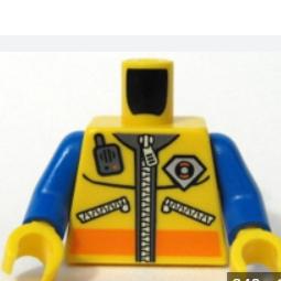 &lt;樂高人偶小舖&gt;正版LEGO 城市34-2 工人 工程師 消防 夾克 黃 4521984 身體 配件