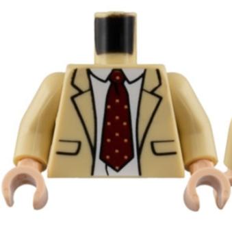 &lt;樂高人偶小舖&gt;正版樂高LEGO 城市54 沙色 西裝 紅領帶 6413945 身體 配件