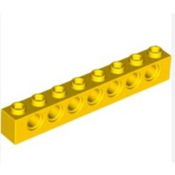 &lt;樂高人偶小舖&gt;正版樂高LEGO 零件B 黃色 1X8 科技磚 圓孔磚 3702 動力機械 科技零件