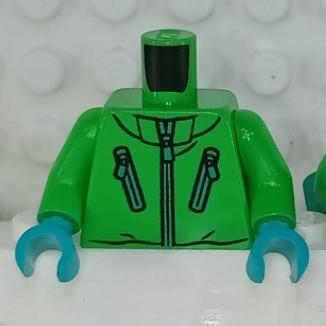 &lt;樂高人偶小舖&gt;正版LEGO 城市24-3 亮綠夾克 新春 (單隻)人偶身體 配件
