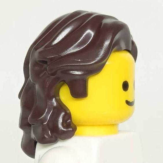 <樂高人偶小舖>正版LEGO 女生頭髮11 深咖 硬質 長捲髮 人偶 配件-細節圖2