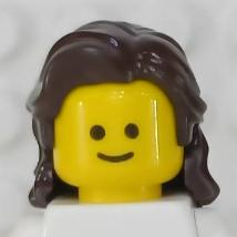 <樂高人偶小舖>正版LEGO 女生頭髮11 深咖 硬質 長捲髮 人偶 配件-細節圖4