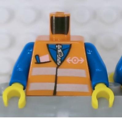 &lt;樂高人偶小舖&gt;正版LEGO 城市11-2 反光背心 橘色藍手 安全外套 工作衣 身體 配件