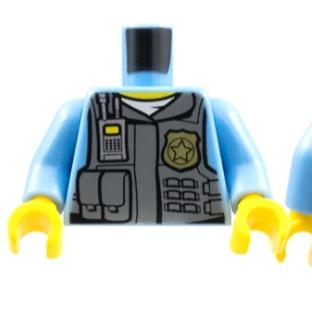 &lt;樂高人偶小舖&gt;正版LEGO 城市41 警察 特工 防彈背心 城市 6018507 身體 配件 水藍