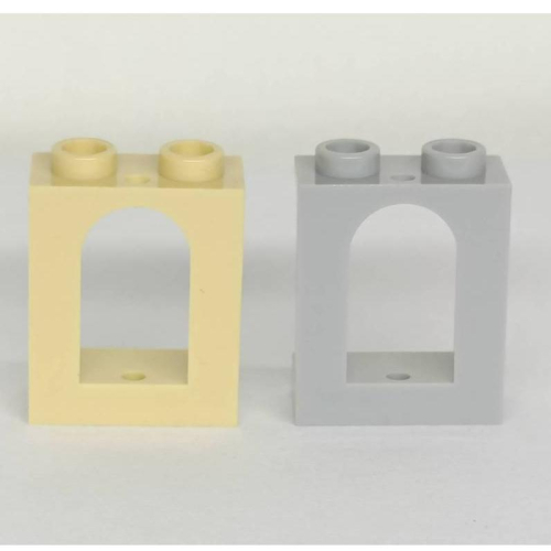 &lt;樂高人偶小舖&gt;正版LEGO 零件C3 城堡窗框 1X2X2 窗戶 淺灰 沙色 90195