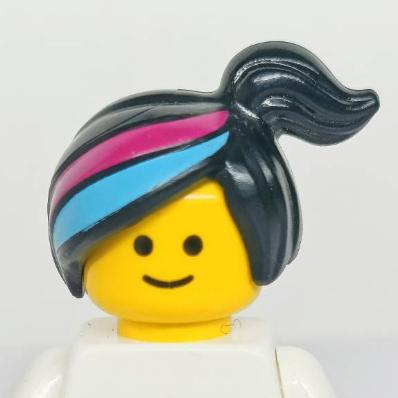 &lt;樂高人偶小舖&gt;正版LEGO 女生頭髮48 側邊 高馬尾 染髮 黑色 絕版 硬質 人偶配件