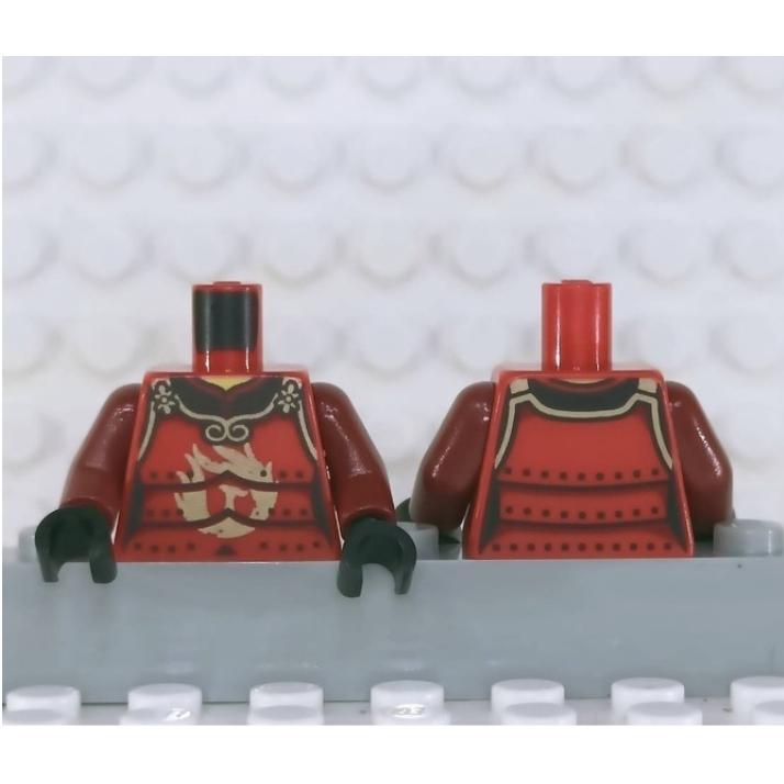 <樂高人偶小舖>正版LEGO 特殊3-2 日本武士 旋風忍者 龍徽 武士 鎧甲 盔甲 紅色 日本 身體 配件-細節圖2