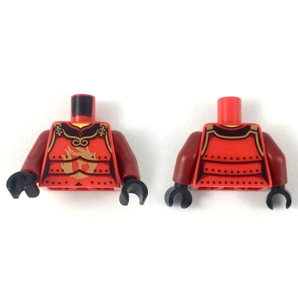 <樂高人偶小舖>正版LEGO 特殊3-2 日本武士 旋風忍者 龍徽 武士 鎧甲 盔甲 紅色 日本 身體 配件-細節圖3