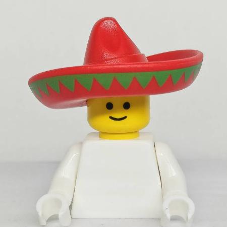 &lt;樂高人偶小舖&gt;正版LEGO 帽子31 墨西哥帽 紅 大帽沿 圖騰 人偶配件