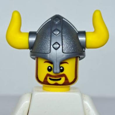 &lt;樂高人偶小舖&gt;正版樂高LEGO 頭盔12 黃角 維京 平光銀 城堡 士兵 維京人 配件
