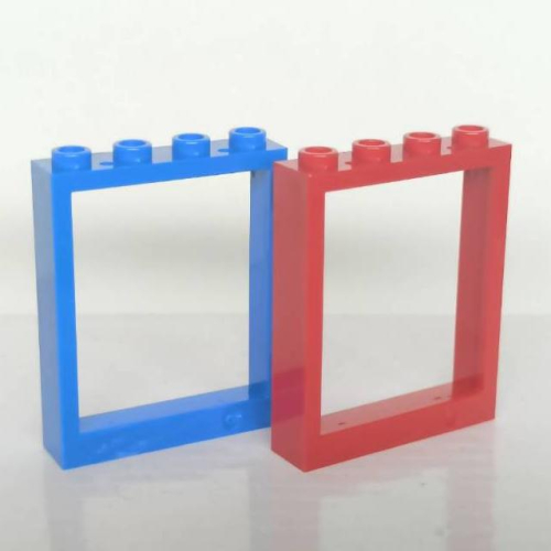 &lt;樂高人偶小舖&gt;正版LEGO 零件O3 窗框1X4X4 紅色 藍色 窗戶 2493