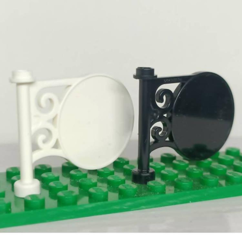 &lt;樂高人偶小舖&gt;正版LEGO 零件O5 圓形招牌 路標 中古世紀 復古造景 建築 白 黑 13459