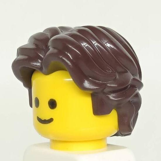 <樂高人偶小舖>正版LEGO 男生頭髮25 M字瀏海 深咖 深沙 短髮 硬質 單個 6331108-細節圖2