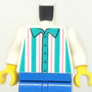 &lt;樂高人偶小舖&gt;正版LEGO 特殊24-2 綠條紋襯衫 西裝 販售員 身體 配件