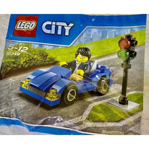 &lt;樂高人偶小舖&gt;正版樂高 LEGO 30349 城市系列、藍色跑車與紳士人偶 PolyBag 袋裝體驗包