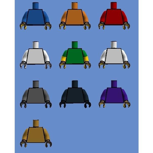 <樂高人偶小舖>正版 LEGO 素色 身體 深灰 白 藍 橘 黑 紅 橘 綠 粉紅minifig body 973c00-細節圖2