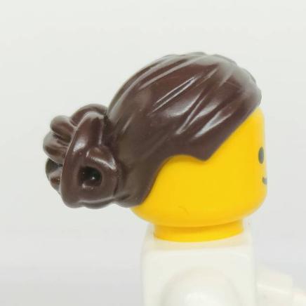 <樂高人偶小舖>正版LEGO 女生頭髮57 丸子頭 深咖 硬質 無瀏海 人偶配件-細節圖3