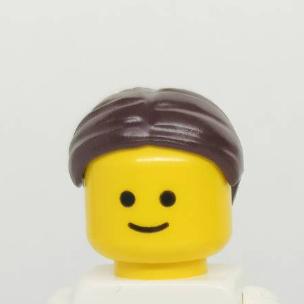 <樂高人偶小舖>正版LEGO 女生頭髮57 丸子頭 深咖 硬質 無瀏海 人偶配件-細節圖4