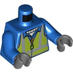&lt;樂高人偶小舖&gt;正版LEGO 城市28-3 青綠安全背心 反光 工人 藍色 工作人員 身體 配件