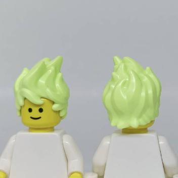 <樂高人偶小舖>正版LEGO 頭髮 男生10  青綠 淡黃 瀏海  刺蝟頭 配件-細節圖3