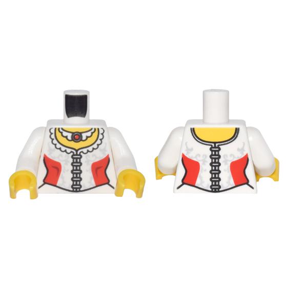 <樂高人偶小舖>正版LEGO 城市21-1 束腰 禮服 白色 紅色 新娘 身體 配件-細節圖2