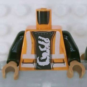 &lt;樂高人偶小舖&gt;正版LEGO 城市11-1 恐龍黑衣 安全外套 工作衣 反光背心 橘色 身體 配件