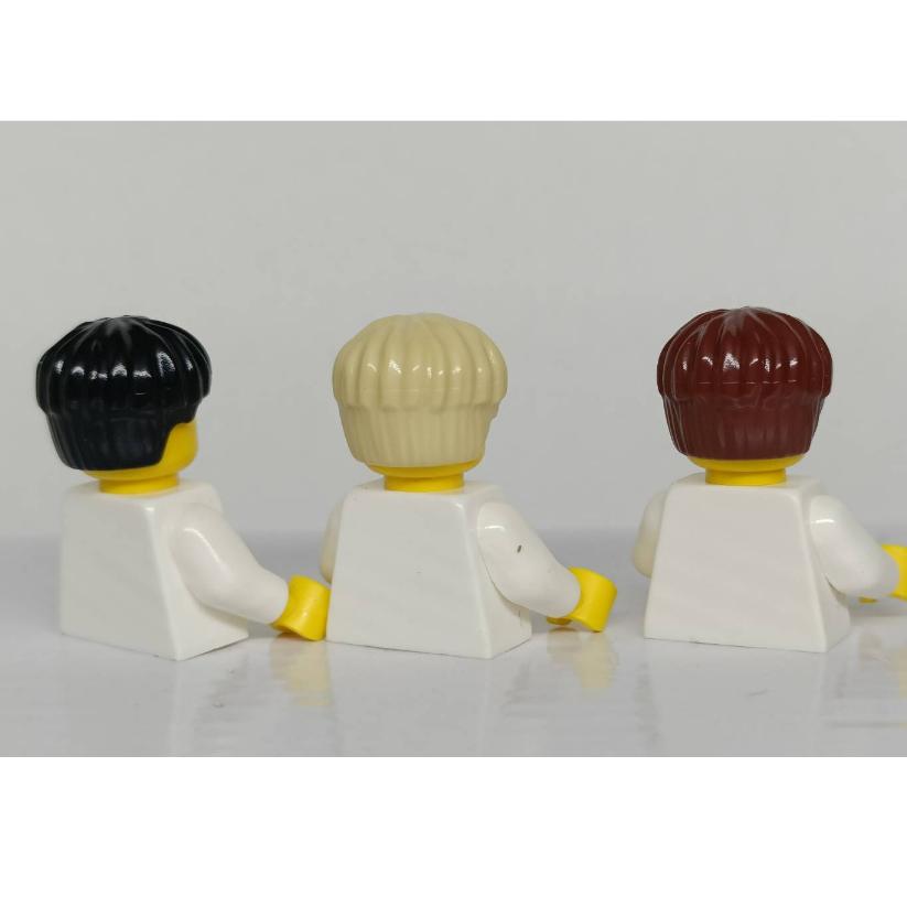 <樂高人偶小舖>正版LEGO男生3 人偶頭髮 黑 紅棕 沙色 短瀏海 傻瓜頭 6030708 61775321 配件-細節圖2