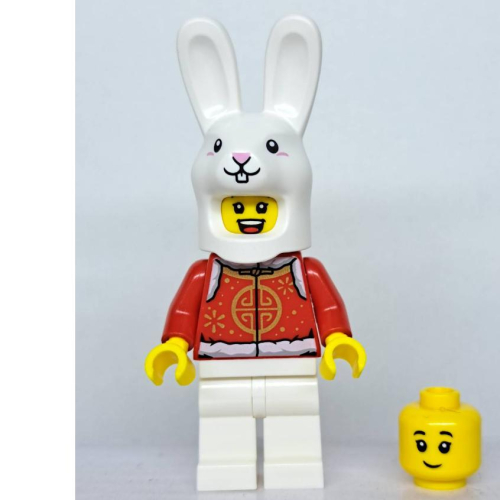 &lt;樂高人偶小舖&gt;正版LEGO A39 兔子人 兔年人偶 新年 兔子花車 臉表情雙面不同 80111 兔年 新春花車巡遊