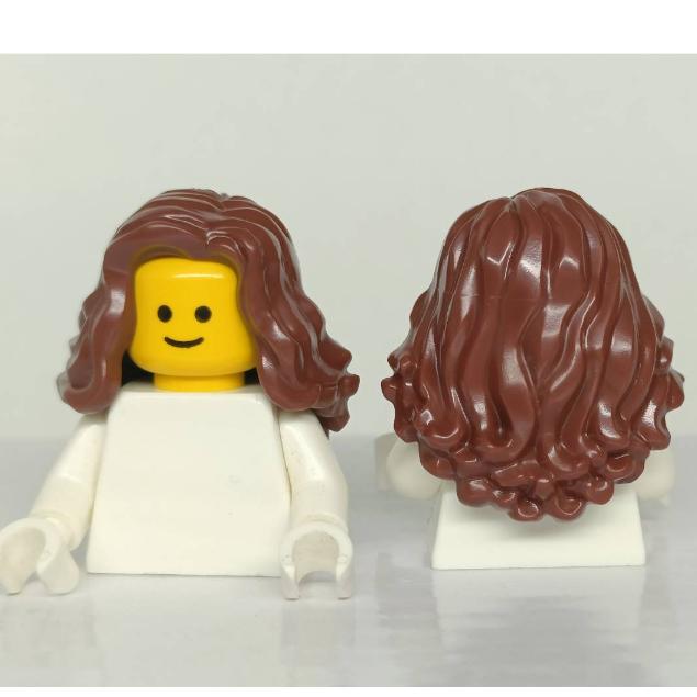 <樂高人偶小舖>正版LEGO 女生頭髮35 紅棕 長捲髮 法式捲髮 6266075 硬質 人偶配件-細節圖2