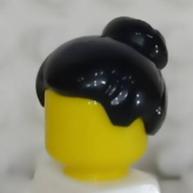 <樂高人偶小舖>正版LEGO 女生頭髮15 包包頭 丸子頭 黑 淺灰 609429 硬質 配件-細節圖2