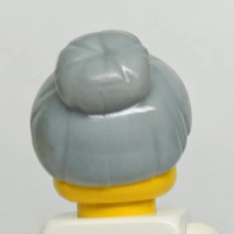 <樂高人偶小舖>正版LEGO 女生頭髮15 包包頭 丸子頭 黑 淺灰 609429 硬質 配件-細節圖4