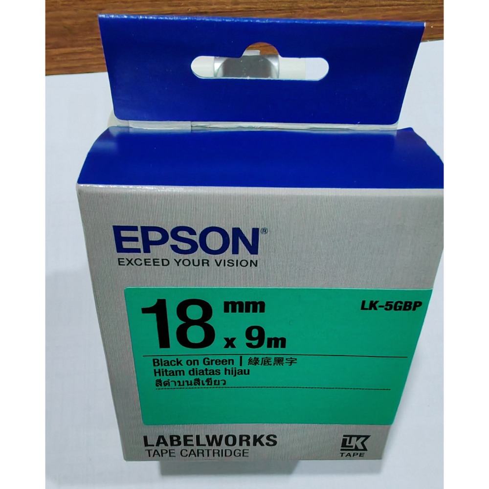 EPSON 18mmx9m 標籤帶 （綠底黑字）-細節圖2