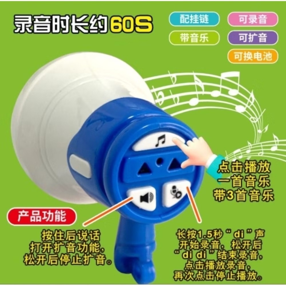 超可愛迷你大聲公 小喇叭 擴音器 可錄音 可播放 送禮自用皆宜 X0005-細節圖4