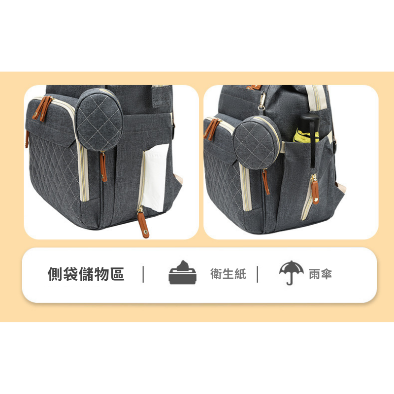 ⚡️現貨✨新款多功能 大容量 大開口 雙肩媽媽包 多格層 奶瓶尿布母嬰包 便攜旅遊媽咪包 待產包 媽媽背包-細節圖5