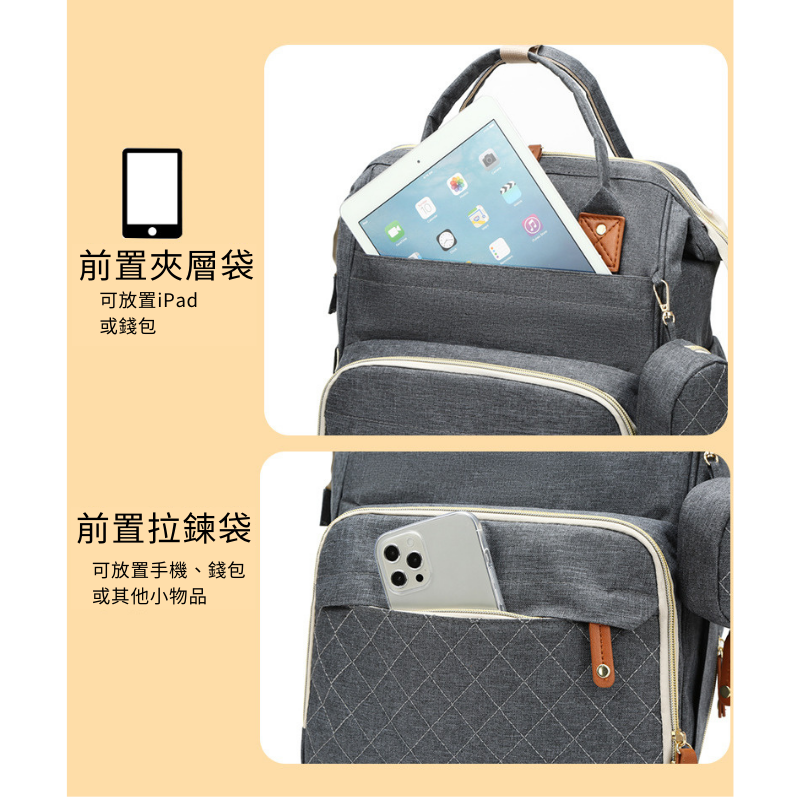 ⚡️現貨✨新款多功能 大容量 大開口 雙肩媽媽包 多格層 奶瓶尿布母嬰包 便攜旅遊媽咪包 待產包 媽媽背包-細節圖8
