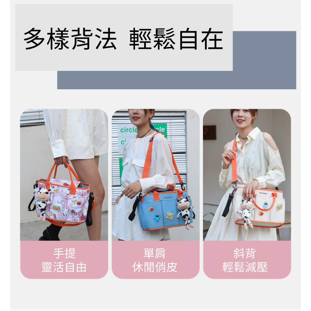 ⚡️現貨✨ 多功能媽媽包 大容量 大開口  多格層 奶瓶尿布母嬰包 便攜旅遊媽咪包 待產包 媽媽背包-細節圖3
