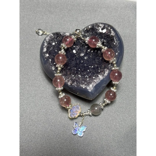 水晶手珠手鍊設計款/草莓月光紫晶石榴貔貅碧璽天河