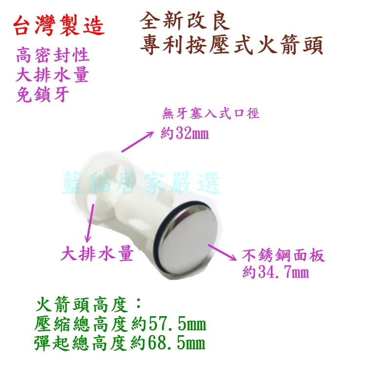 {藍貓居家嚴選} 超級組合 曜石黑 按壓式排桿  P管  排水 落水頭 臉盆排水管-細節圖8