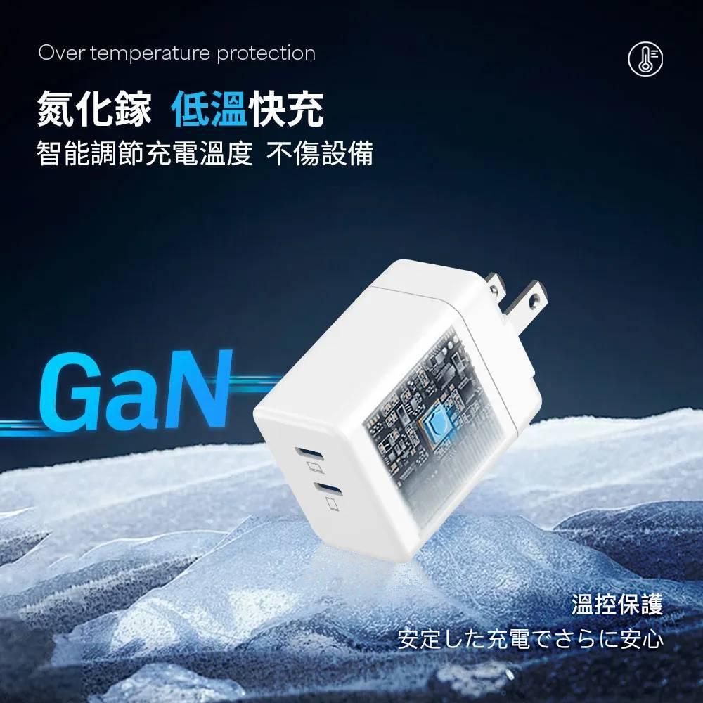 【NISDA】 DQ452C 氮化鎵GaN充電器 45W PD 雙Type-C孔快充頭 手機充電器-細節圖3