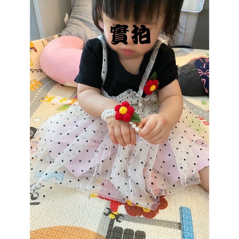 ‼️現貨‼️《實拍》小花童必備～毛線小紅花～囍氣洋洋胸花手腕花-細節圖3