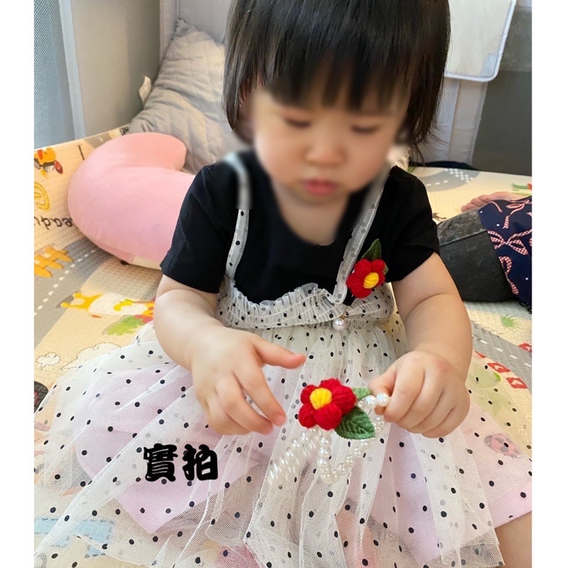 ‼️現貨‼️《實拍》小花童必備～毛線小紅花～囍氣洋洋胸花手腕花-細節圖6